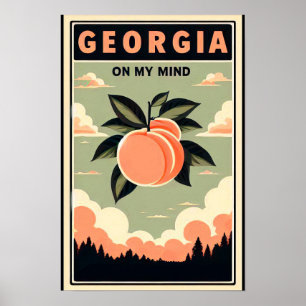Vintage-Georgia-Pfirsich-Reiseposter Poster