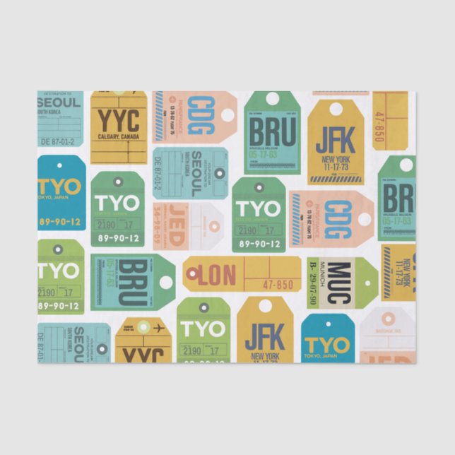 Vintage Gepäckmarken - Gewebepapier Seidenpapier (Vorderseite)