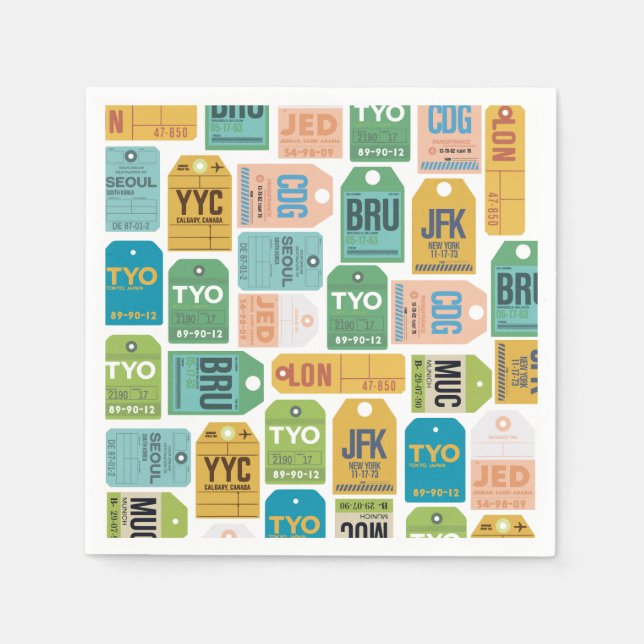 Vintage Gepäckmarken Papierservietten (Vorderseite)