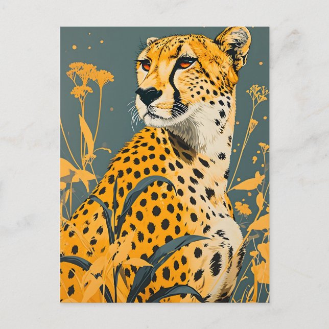 Vintage Gepard  Postkarte (Vorderseite)