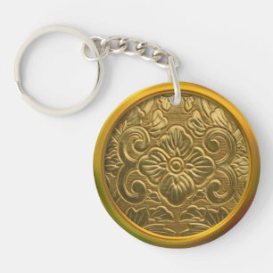 Vintage geprägtes Gold Schlüsselanhänger