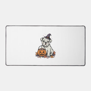 Vintage geprägtes Halloween-Bulldoggen-Kürbisdesig Schreibtischunterlage
