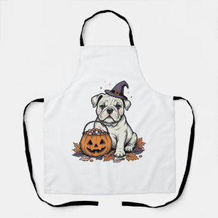 Vintage geprägtes Halloween-Bulldoggen-Kürbisdesig Schürze