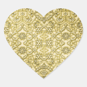 Vintage geprägtes metallisches Goldfolien-Blumende Herz-Aufkleber