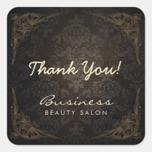 Vintage Gerahmte Damask Salon Business Vielen Dank Quadratischer Aufkleber
