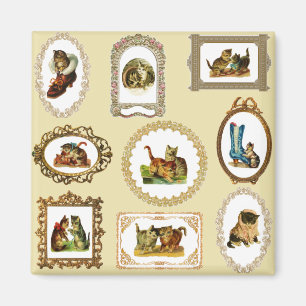 Vintage Gerahmte Katzen Magnet