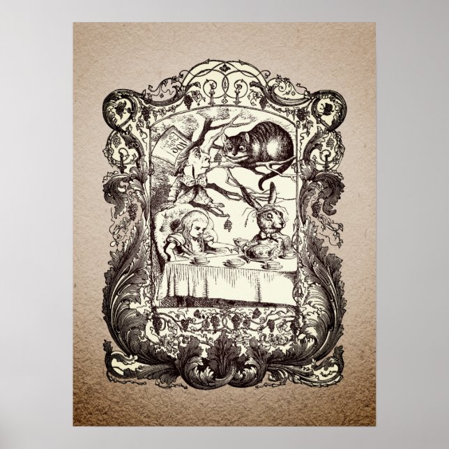 Vintage Gerahmte Wonderland-Zeichen Poster (Vorne)