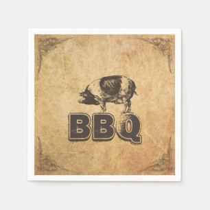 Vintage gerahmtes Schweinebraten BBQ Serviette