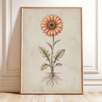 Vintage Gerbera-Daisy-Wandkunst-Druck Poster