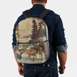 Vintage Gerda und das Rentier von Edmund Dulac Bedruckter Rucksack