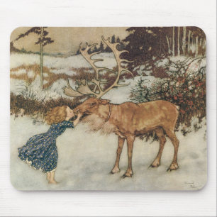 Vintage Gerda und das Rentier von Edmund Dulac Mousepad