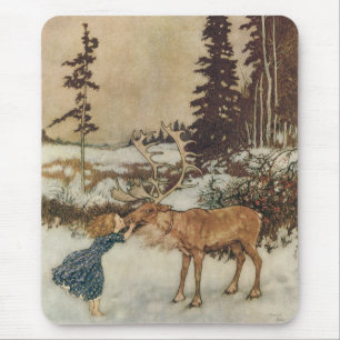 Vintage Gerda und das Rentier von Edmund Dulac Mousepad