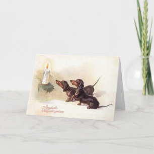 Vintage German Dachshund New Year Greeting Card Feiertagskarte