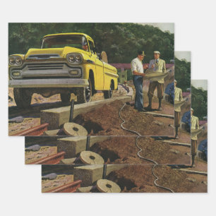 Vintage Geschäft Architekt Bauunternehmer Geschenkpapier Set