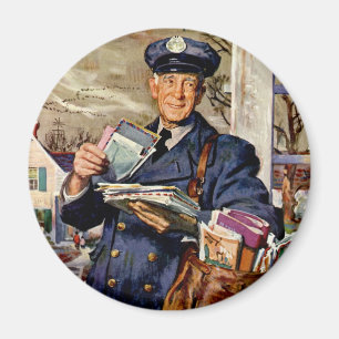 Vintage Geschäft, Briefträger liefert Post Briefe Magnet