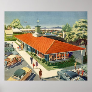 Vintage Geschäft, Kunden in einem Familienrestaura Poster