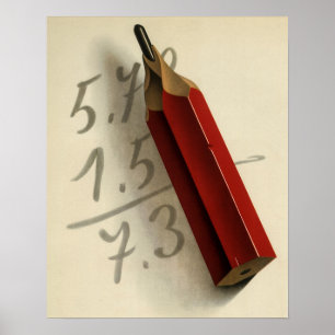 Vintage-Geschäft, Mathe-Gleichung mit rotem Stift Poster