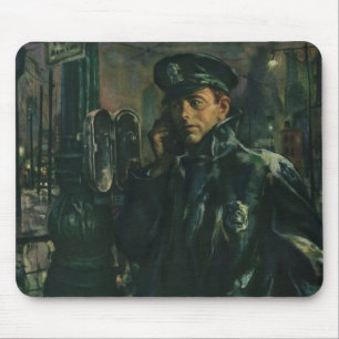 Vintage Geschäft, Polizist am Notruftelefon Mousepad