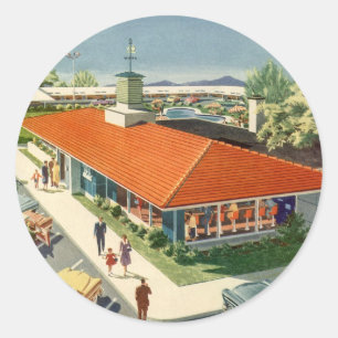 Vintage-Geschäft, Restaurant-Diner im Stil der 50e Runder Aufkleber