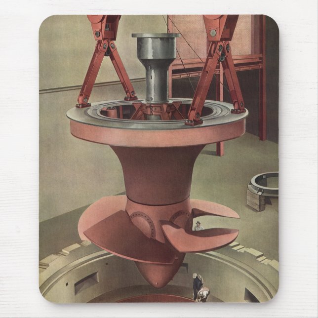 Vintage Geschäft, riesige Wasserturbine Mousepad (Vorne)
