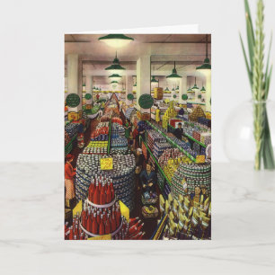 Vintage Geschäft Supermarkt, Lebensmittel und Getr Karte