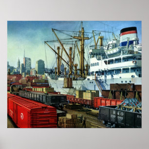 Vintage-Geschäft, Transport von angelandeten Frach Poster