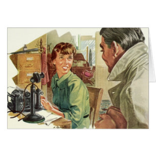 Vintage Geschäftsbüro, CEO Chef und Sekretärin