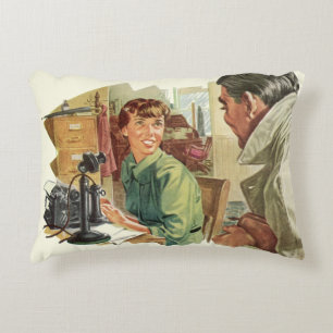 Vintage Geschäftsbüro, CEO Chef und Sekretärin Dekokissen