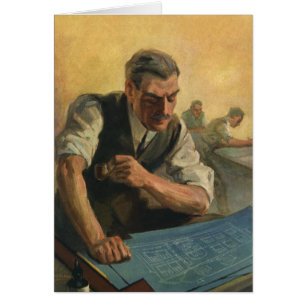Vintage Geschäftsbüropläne und Bauzeichnungen