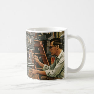 Vintage Geschäftsfunk-Techniker repariert Ausrüstu Tasse