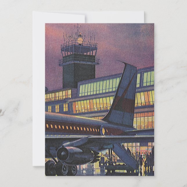 Vintage Geschäftsreisende im Flugzeug am Flughafen (Vorderseite)