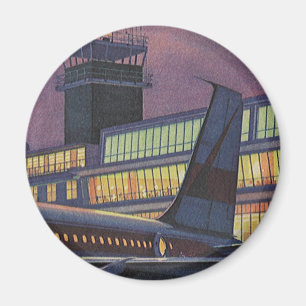 Vintage Geschäftsreisende im Flugzeug am Flughafen Magnet
