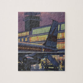 Vintage Geschäftsreisende im Flugzeug am Flughafen Puzzle