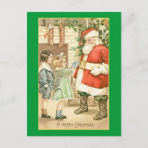 Vintage-Geschenk für den Weihnachtsmann Feiertagspostkarte