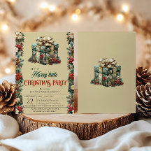 Vintage-Geschenkbox-Weihnachtsfeier-Einladung