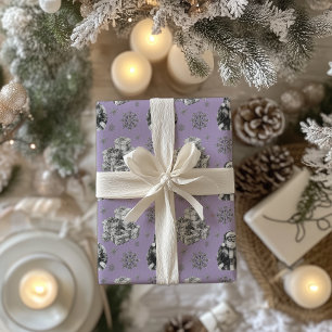 Vintage Geschenkboxen und Schneeflocken BlassLila Geschenkpapier