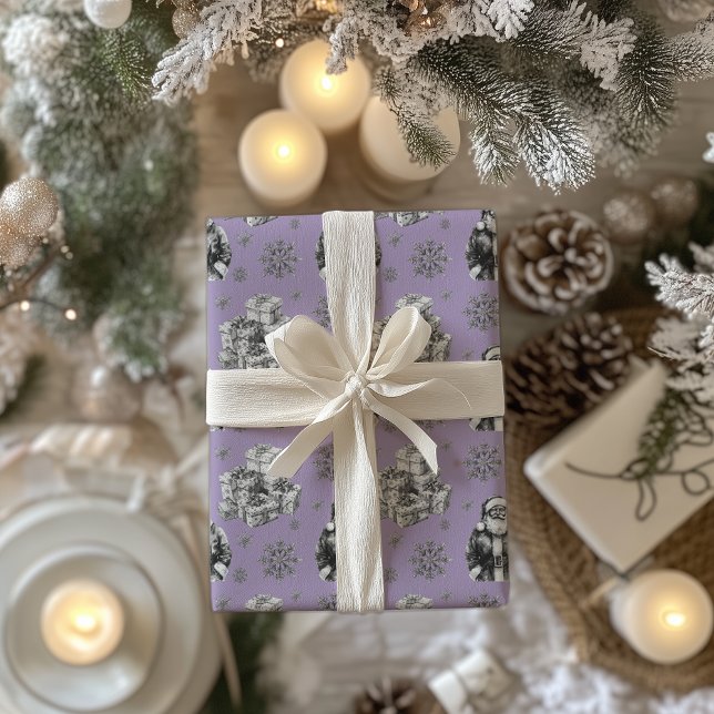 Vintage Geschenkboxen und Schneeflocken BlassLila Geschenkpapier (Von Creator hochgeladen)