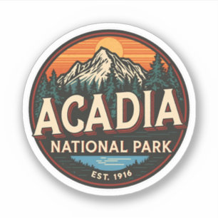 Vintage-Geschenke aus dem Acadia-Nationalpark im F Aufkleber
