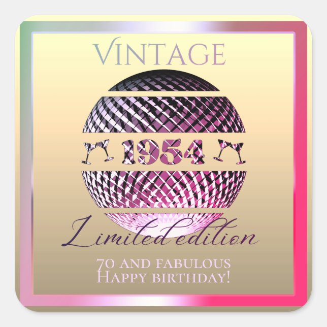 Vintage Geschenke aus dem Jahr 1954 Quadratischer Aufkleber (Vorderseite)