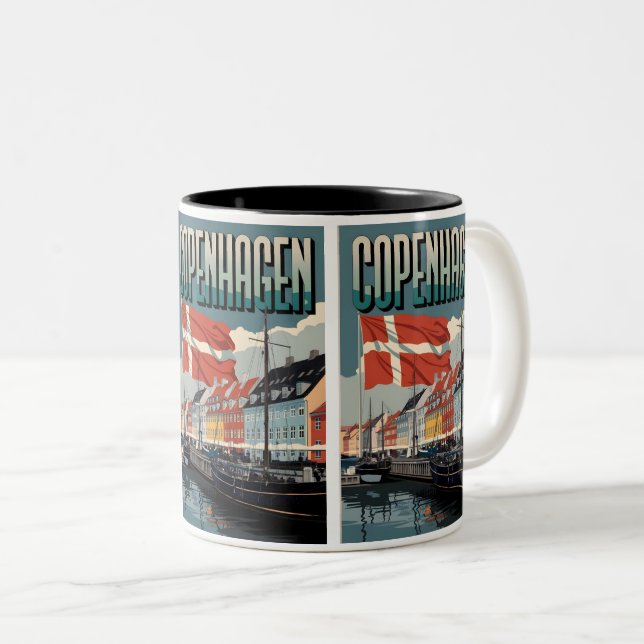 Vintage Geschenke aus Kopenhagen Zweifarbige Tasse (VorderseiteRechts)
