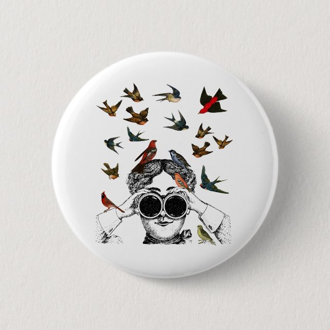 vintage Geschenke für Vogelbeobachter auf Twitch, Button (Vorderseite)