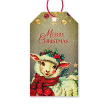 VINTAGE-GESCHENKETIKETT FÜR WEIHNACHTSLAMM MIT SCH