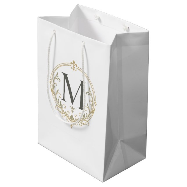 Vintage-Geschenktasche mit Monogramm  Mittlere Geschenktüte (Rückseite Schrägansicht)