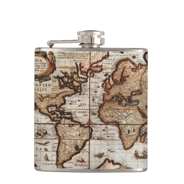 Vintage Geschichte der alten Welt Flachmann (Vorderseite)