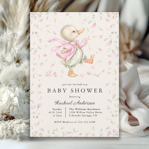 Vintage-Geschichtenbuch-Enten-Mädchen-Baby-Shower- Einladung
