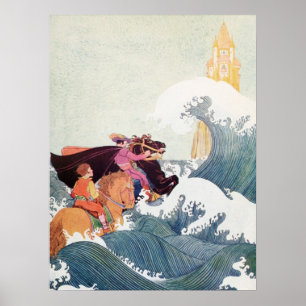 Vintage Geschichtenbuch-Illustration: Ein großes S Poster