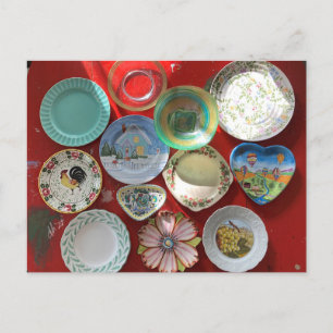 Vintage Geschirr Postkarte