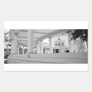 Vintage geschwungene Kolonnaden Schwarz-Weiß-Foto Rechteckiger Aufkleber