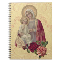 Vintage gesegnete Jungfrau Mary Baby Jesus Blumenb
