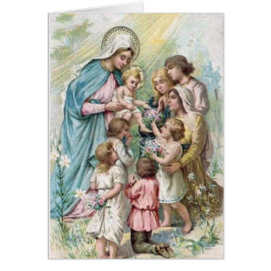 Vintage gesegnete Jungfrau Mary Jesus